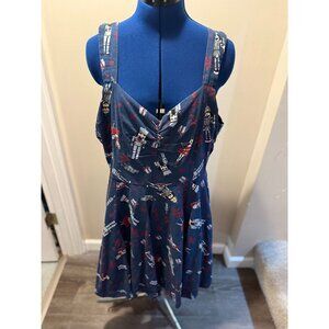 Modcloth Retro Style Nutcracker Christmas Dress Holiday Pin-Up Sweetheart Neckli